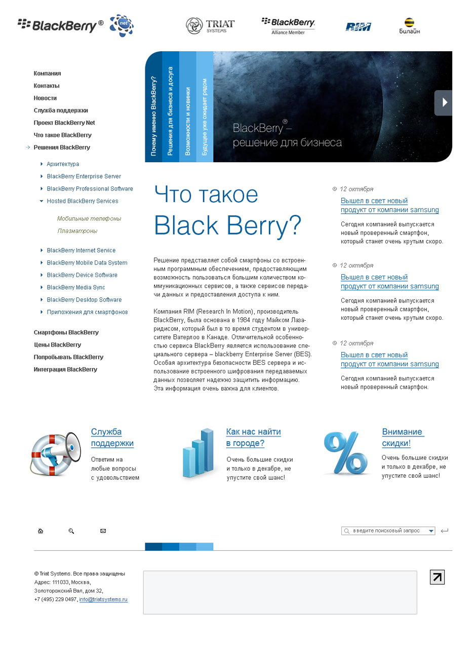 ООО «Триат системс» - Проект BlackBerry Net — Сайты — Портфолио Инфо-Сити